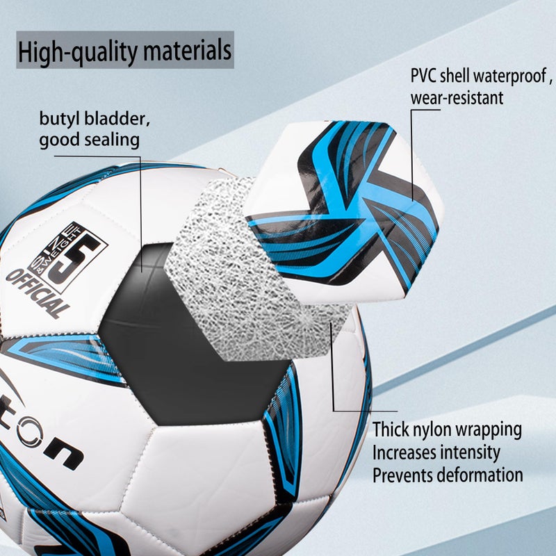 Senston Soccer Balls for Adult Training Ball Size 5 Official Match Football Balls with Pump - Image 2